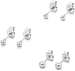 DTPsilver® Set of 3 PAIRS of TINY/SMALL 925 Sterling Silver Round Ball Studs Earrings - Mixed Sizes - Diameter: 2, 3, 4 mm or 3, 4, 5 mm