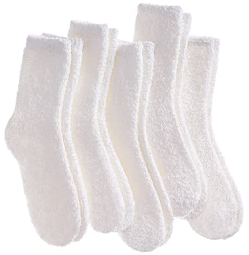 Image of LANLEO 5 /6 Pairs Womens Super Soft Fuzzy Plush Warm Winter Home Sleeping Slipper Socks