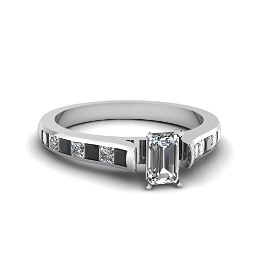 Image of 55Carat Choose Your Gemstone Cathedral Channel Set Diamond CZ Ring Sterling Silver Emerald Shape Side Stone Engagement Rings Matching Jewelry Wedding Jewelry Easy to Wear Gifts US Size 4 to 12