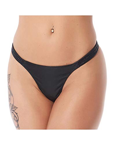 String en cuir noir Rimba 7103 sexy string pour femme taille unique sous-vêtement