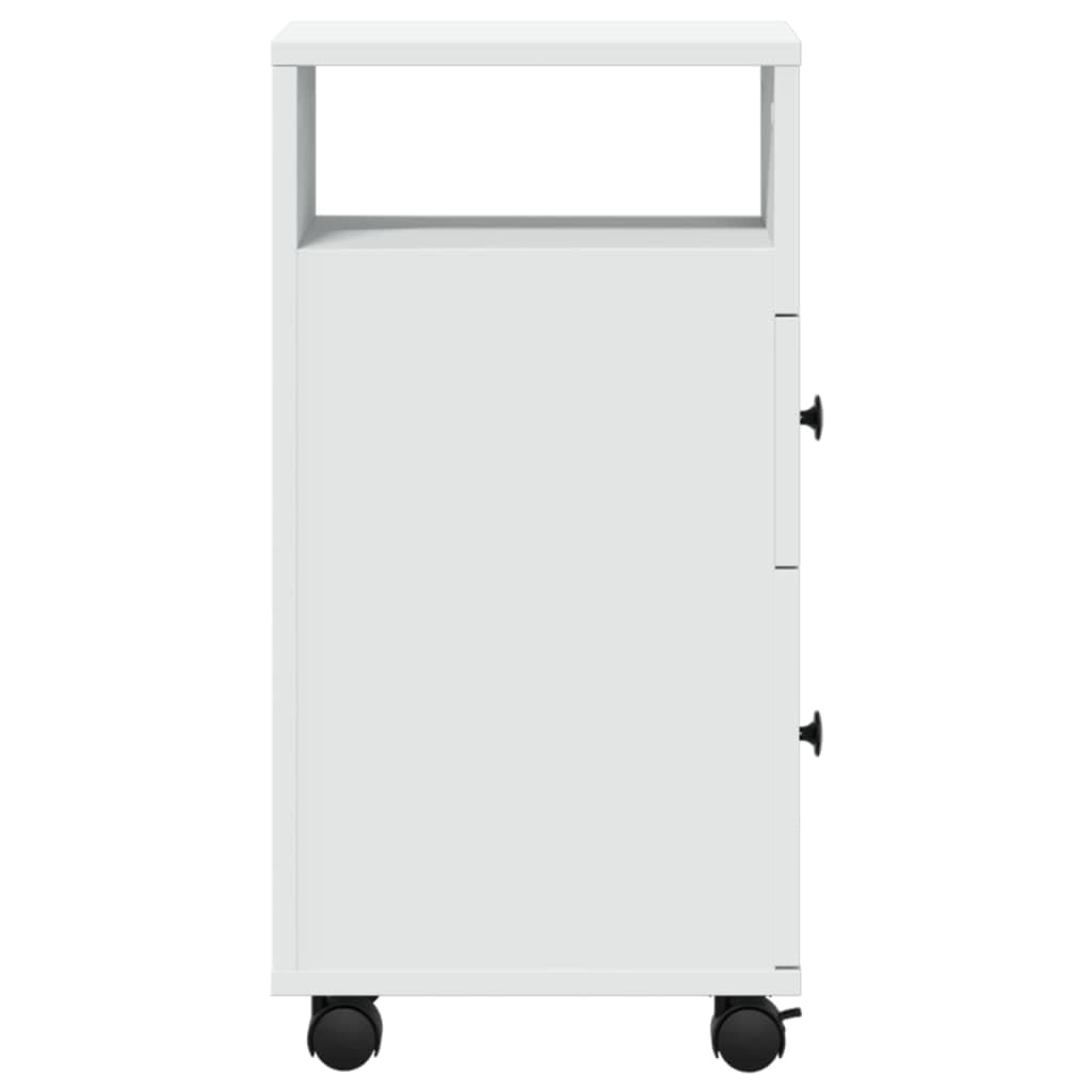 vidaXL Meuble étroit de Salle de Bain à roulettes Blanc
