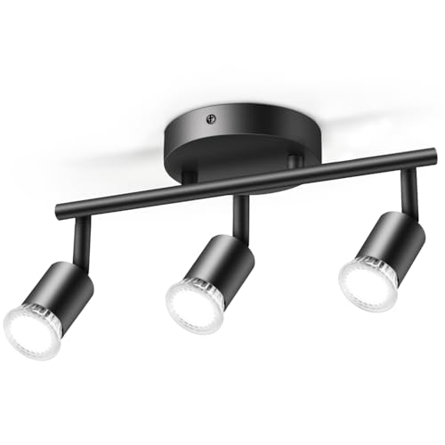 Aigostar Lámpara de Techo LED 3 Focos,Apliques Techo Interior, Focos de Techo Orientables, para Interior Focos de Techo Orientables para Dormitorio Cocina (Sin bombillas)