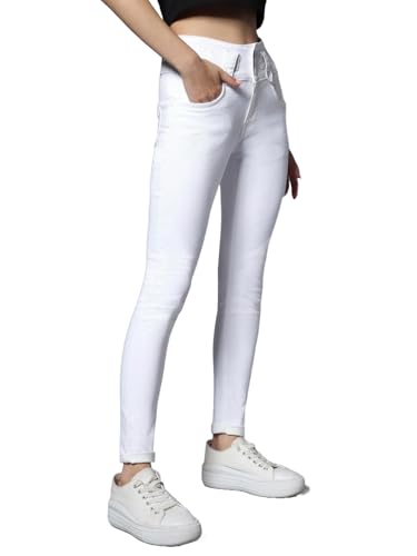 Image of TWGE - Women's High Waist Skinny Fit Jeans - 3 Button, Stretchable Denim Pants - Ankle Length - Stylish Casual Wear