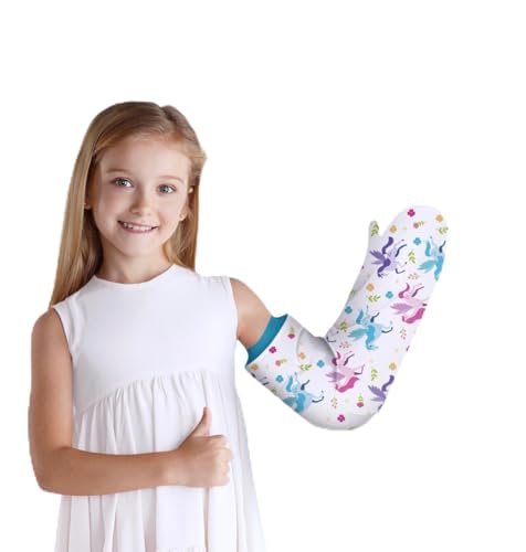Drykins Kids Cast Cover for Shower Arm Waterproof Arm Sleeve with Leak-Proof Silicone Seal Reusable Unicorn Design for Children (Fits Arms up to 17.3 Long & 6.78.7 Circumference Ages 49)