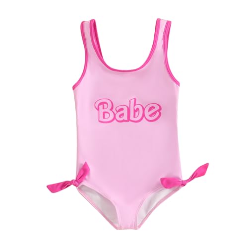 Yccutest Toddler Girl Vest Swimsuit Infant Girl Pink One Piece Bathing Suit Baby Girls' Swimwear U-Neck Summer Beach Romper