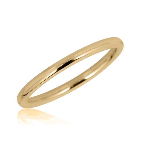 AVORA 10K Yellow Gold Plain Band Stackable Ring- Size 1-9