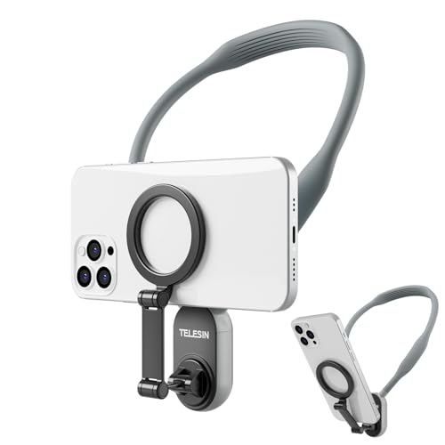 Supporto Magnetico Selfie Da Collo TELESIN - Per IPhone E Android Con Magsafe, 16 Magneti, Regolabile, Per Vlog E POV, Con Cuscino D'Aria