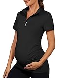 Viracy Maternity T Shirts, Womens 1/4 Zip Up Polo Pregnancy Work Tops Short Sleeve Lightweight Workout Clothes...