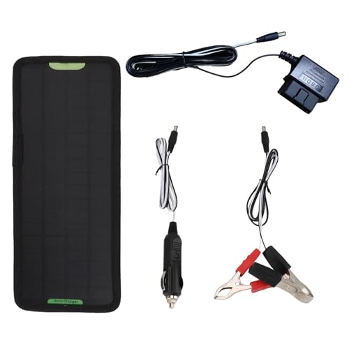 Mantenedor De Batería Solar - Unidad De Panel De Carga De 5W, Módulo Kit De Alimentación De 12V, Juego Resistente A Los Agentes Atmosféricos | Carga De Energía Solar, Dispositivo