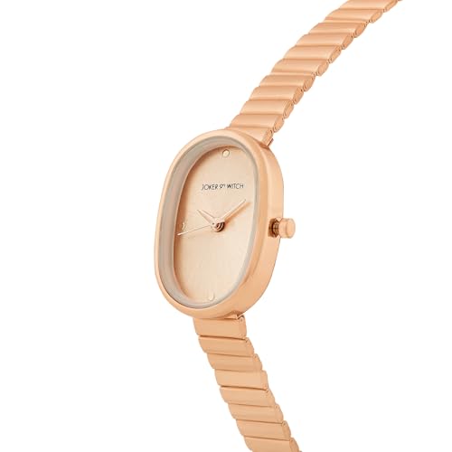Image of Joker & Witch Eterna Rose Gold Sunray Small Oval Dial Rose Gold Linked Chain Strap Women's Watch