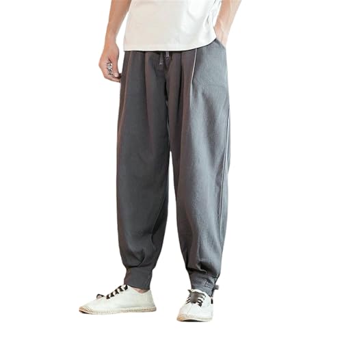 Pantalon long coton lin homme léger respirant coupe ample été