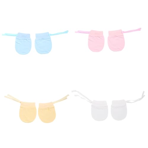 VANZACK Scratch Gloves Cotton Mittens for Newborns Gentle Tieback Design Protective Hand Covers to Prevent Self Scratching Random Colors