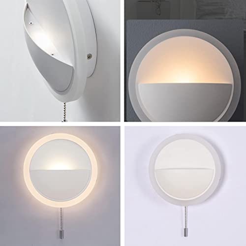 Applique murale LED blanche ronde avec interrupteur pour salon