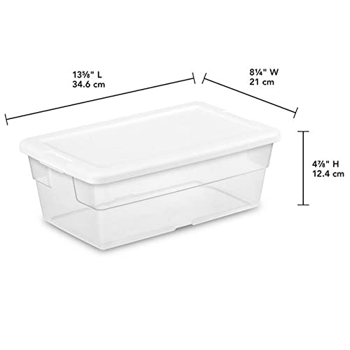 Sterilite 6 Quart Clear Plastic Stackable Storage Container Bin Box Tote With Snap-Close White Lid Organizing Solution For Home & Classroom, 24 Pack #TOP3