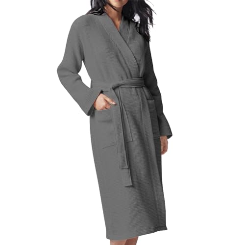 flintronic 1 st 100 % bomull Bee Curl Badrock, Bin Nest Badrock - Waffle, med huva och bälte, för kvinnor och män, unisex, Antracit-A, L