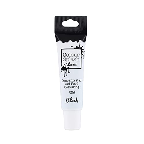 Colour Splash Food Colouring Gel | Black | Highly Concentrated Gels Easy To Use Squeezy Tubes Edible Ingredients Transform Plain Cakes Into Bright Eye-Catching Creations - Black 25g