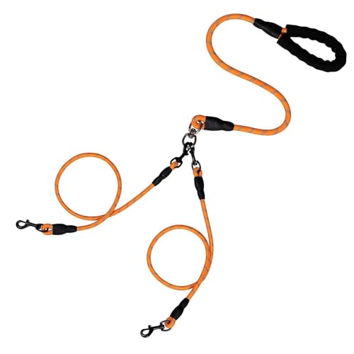 Generisch 2026 Reflektierende Bungee-Hundeleine mit gepolsterten Griffen zum Laufen, Gehen, Outdoor-Aktivitäten, verstellbares Haustier für Katzen Hunde (Orange, L)