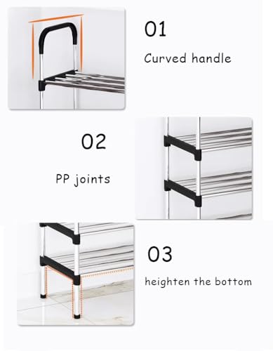 Image of 5 -Tier Shoe Rack for Closet, Entryway, or Bedroom - Large Capacity Tall Shoe Organizer Storage Shelf Holds 35 + Pairs Space Saving Freestanding Metal Shoe Stand with Steel Pipes & Plastic Connectors,