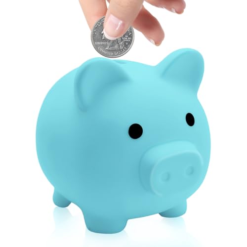 Coco Berming Tirelire Mignonne en Plastique Incassable, Tirelire Cochon avec Couvercle Rotatif Inférieur, Piggy Bank Décorative, Cadeau Anniversaire ou...