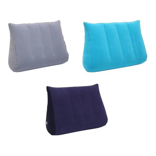 Image of Blow up Cushion Wedge Pillow Compact Lightweight Multipurpose Triangle Shape Grey
