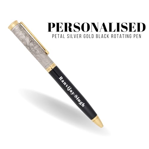 Image of Personalized Engraved Pen, Premium Metal Ball Pen with Blue Ink, Elegant Silver Finish, Smooth Writing Gift Pen for Office, Professionals, Corporate Gifting