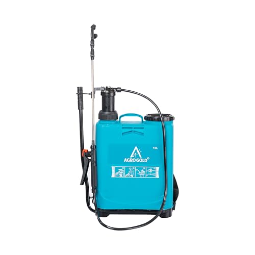 Image of Agro Gold 16L Manual Agriculture Sprayer Pump - Blue Hand Operated Farming Spray Machine for Pesticide, Fertilizer, Herbicide & Garden Use