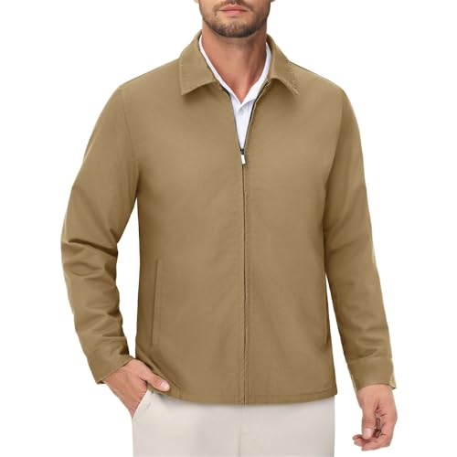 Men's Lightweight Jacket Spring Full Zip Business Casual Windbreaker with Pockets4