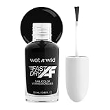 wet n wild Fast Dry AF Nail Polish Color, Black Throwing Shade | Quick Drying - 40 Seconds | Long Lasting - 5 Days, Shine