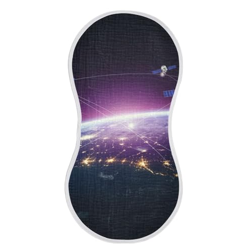 Muslin Burp Cloth for Baby 2PCS Space Satellites Super Absorbent Burping Cloths, Bibs for Newborn Boys Girls2