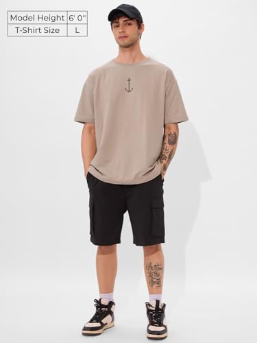 Image of The Souled Store One Piece: Most Wanted Men and Boys Short Sleeves Round Neck Grey Graphic Printed Cotton Oversized T-Shirts