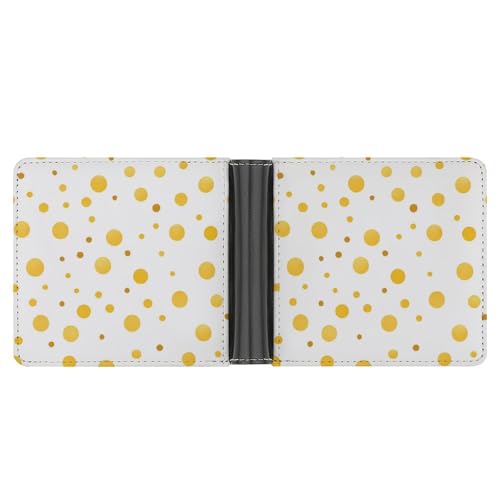 Gold Polka Dots Bifold Wallet PU Leather Card Cash Holder Cute Purse for Men Women