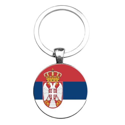 Art Attack - Art Attack Serbian Flag Keychain, Republic of Serbia Orlovi Eagles National Football Soccer Team Accessories History Party Favor Fan Car Key Chain Ring Pendant Charm (Silver), Silver, Small