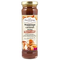Sucre, lait concentré sucré et crème — le coulis nappage caramel goût beurre salé au sel de Guérande, recette proche du fait-maison. Pour napper glaces, crêpes et gaufres d'un caramel beurre salé authentique. Le flacon de 200g pour les desserts qui v...