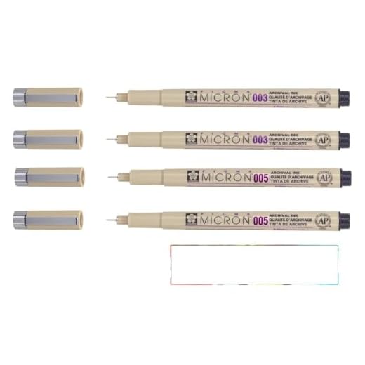 PIGMA MICRON Sakura 003,003,005,005 Packung mit 4 schwarzen und 1 Karte
