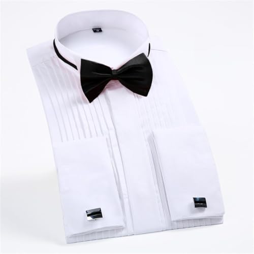 Chemises de smoking formelles pour hommes blanc XL avec accessoires bicolores