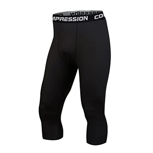 Jungerhouse Legging de Sport Homme Collant Running Fitness Pantalon de Compression Base Layer pour Jogging Cyclisme Basketball (M,Noir Short)