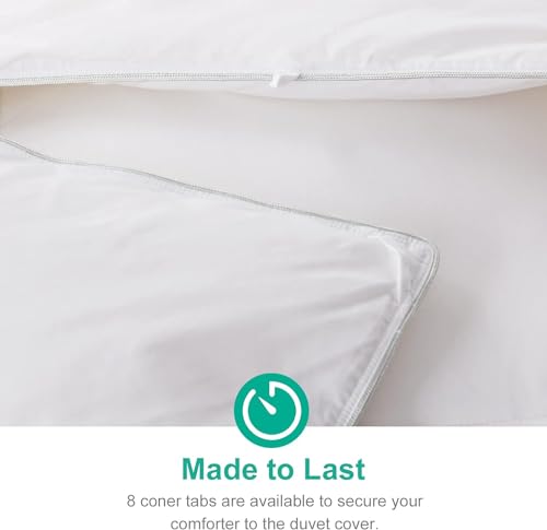 Image of APSMILE All Season Down Feather Fibers Comforter King Size - Ultra-Soft High Fill-Power Hotel Collection Duvet Insert, Fluffy Medium Warm Quilt Comforter with Corner Tabs(106x90, White)
