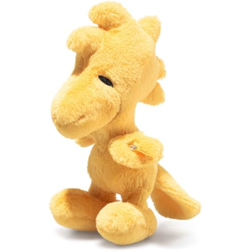 Steiff Woodstock 18 cm, Peluche de Peanuts, Snoppy & Friends, pájaro de Peluche Amarillo, Figura de cómic, Ojos Bordados, Pico Fino, de Peluche Suave, Lavable a máquina