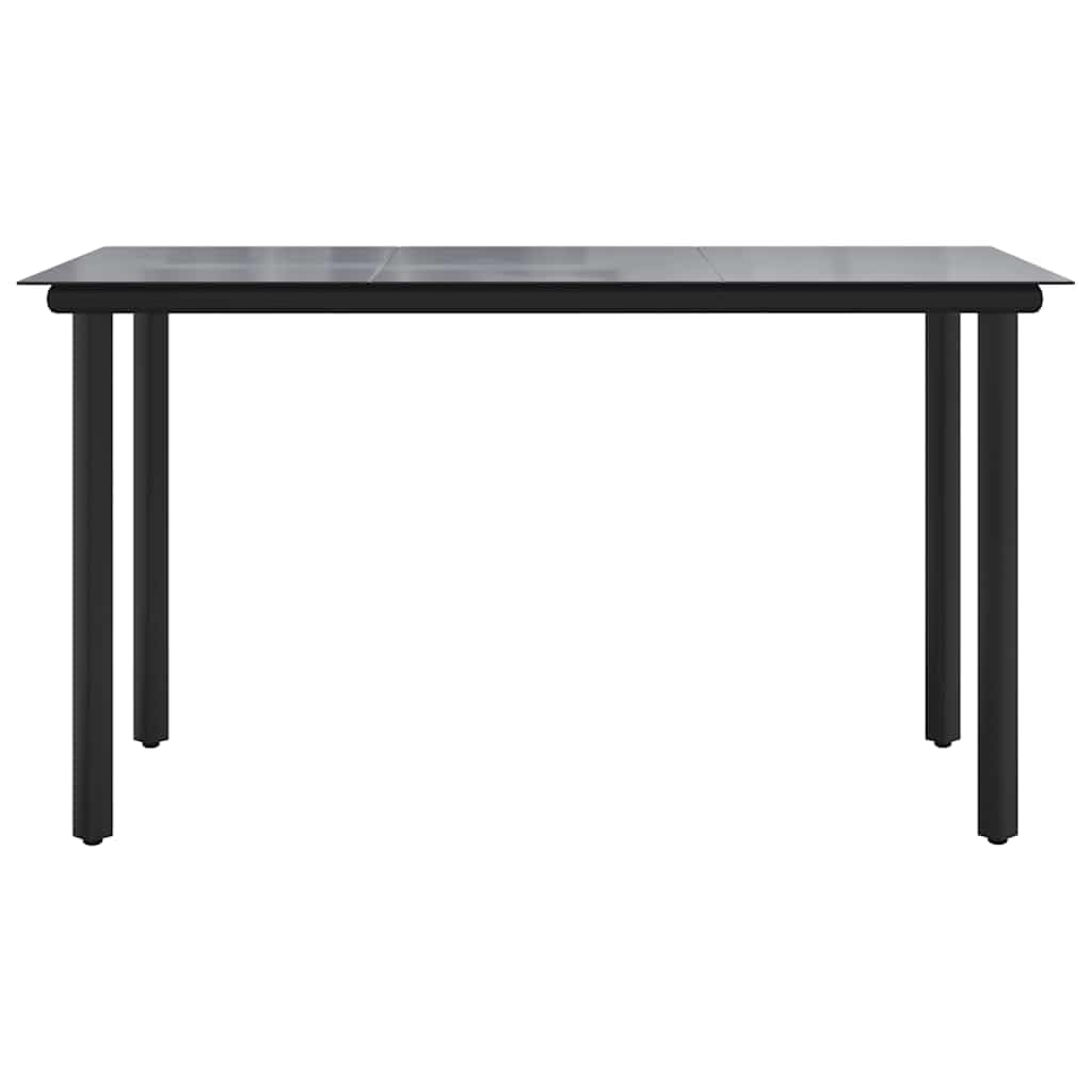 Mesa de comedor de jardín negra 200 x 100 x 74 cm, acero con recubrimiento en polvo y vidrio templado, mesa de jardín para terraza, balcón, jardín, patio, porche, resistente y fácil de limpiar