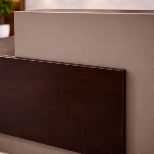 Image of Modern Reception Desk for Office, Hotel, Salon, Clinic, Spa & Commercial Lobby | Luxury Particle Board Reception Counter Table for Front Office Welcome Area - (LDL-478 LPB L6W2)