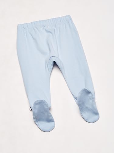 Image of HonestBaby Baby 3-Pack Footed Pants Roomy Fit Pull on Bottoms 100% Organic Cotton for Infant Baby Boys, Girls, Unisex