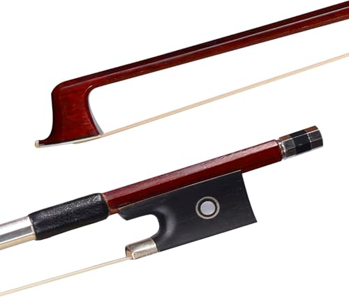 ADM Student Violin Bow, Well Balanced Handmade Brazilwood Bow with Horsehair, Ebony Frog with Pearl Eye and Pearl Slide, Brown (3/4 Size) by adm - Image 8