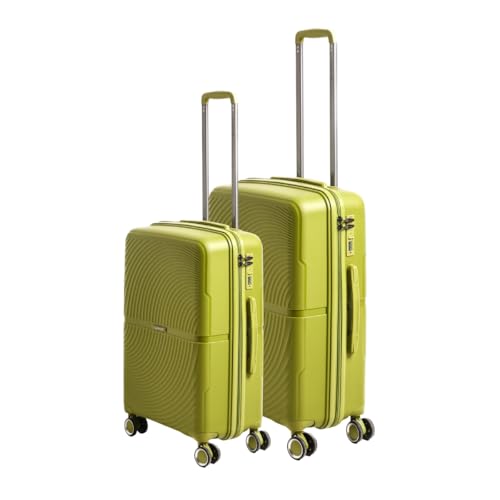 Image of CARRIMATE Florence Trolley Bag Set of 2 | Medium 63 cm & Large 73 cm | Polypropylene Hard Luggage Suitcase | Lightweight Travel Trolly Bags | Combination Lock | Anti-Theft Zippers | Green