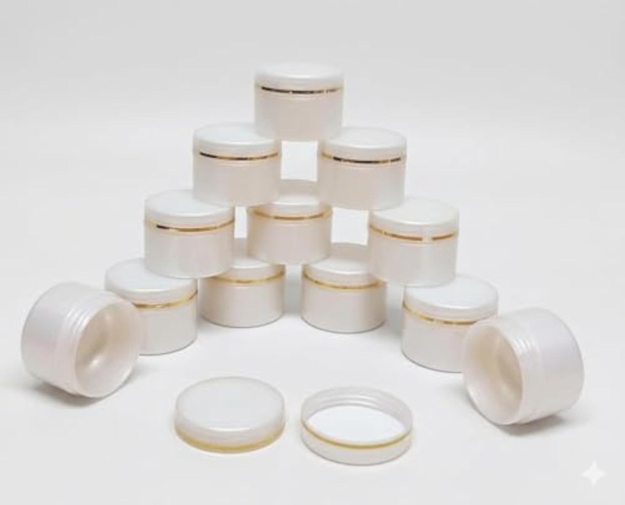 Round Empty Plastic Cosmetic Cream Container Jars, Pack of 12