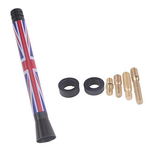 MOLEAQI Antenne Radio de Toit de Voiture 107 MM antenne Courte Courte Union Jack Drapeau Britannique de l'Allemagne pour Mi-ni Co-oper S JCW R55 R56 R57 R60 F55 F56 Accessoires Cover