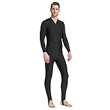 UPF 50+ Lycra Neoprenanzug Anti UV Einteiler Langarm Ganzkörper Bedeckte Badebekleidung Surf Tauchanzug Männer Frauen Sonnenschutz,Black Men,M