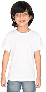 Nusyl Boys Solid Short Sleeves Cotton T-Shirt | Round Neck | Half Sleeve | Plain-Regular Fit | Group 1 White Price In India