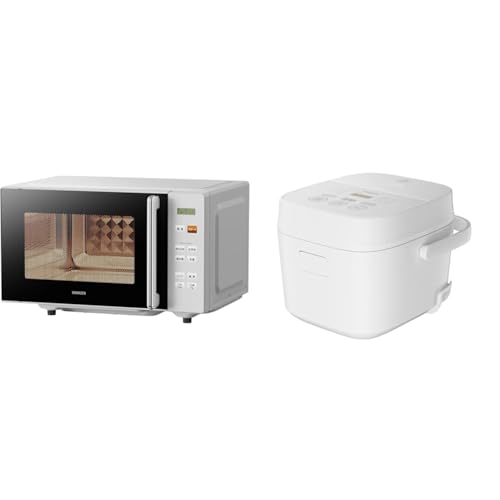 【セット買い】 [山善] 電子レンジ 18L 単機能 一人暮らし 二人暮らし ヘルツフリー フラットテーブル PRW-F180(W) + 炊飯器 3合 マイコン式 低温調理 AMRC-5M(W) ホワイト