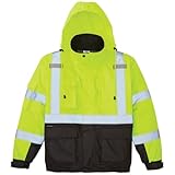 KLEIN TOOLS 60364 Bomber Jacket, High-Visibility Reflective Winter Jacket, 220-Gram Insulation for Superior Warmth, ANSI Compliant, Large