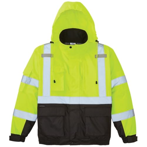 Klein Tools 60364 Bomber Jacket, High-Visibility Reflective Winter Jacket, 220-Gram Insulation for Superior Warmth, ANSI Compliant, Large